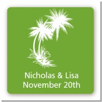 Palm Trees - Square Personalized Bridal Shower Sticker Labels