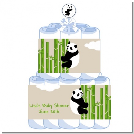 Panda - Personalized Baby Shower Diaper Cake 2 Tier