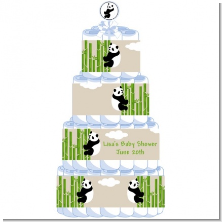 Panda - Personalized Baby Shower Diaper Cake 4 Tier