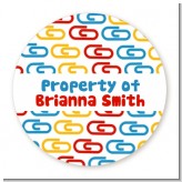 Paper Clips - Round Personalized School Sticker Labels