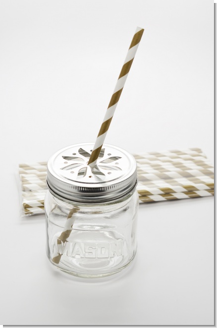 Gold Stripe - Baby Shower Decorative Paper Straws