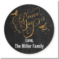 Peace and Joy - Round Personalized Christmas Sticker Labels