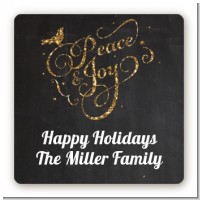 Peace and Joy - Square Personalized Christmas Sticker Labels