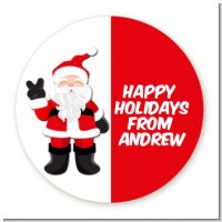Peace Out Santa - Round Personalized Christmas Sticker Labels