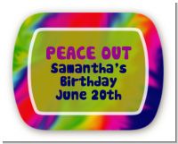 Peace Tie Dye - Personalized Birthday Party Rounded Corner Stickers