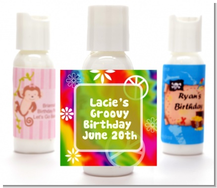 Peace Tie Dye - Personalized Birthday Party Lotion Favors