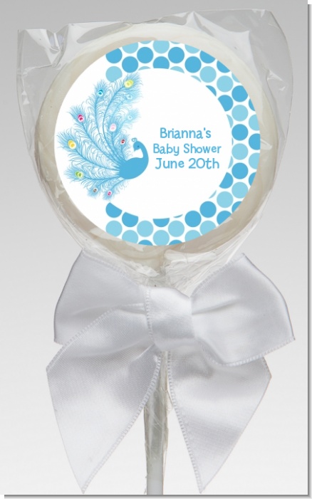 Peacock - Personalized Baby Shower Lollipop Favors