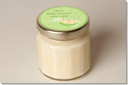 Triplets Three Peas in a Pod Asian Two Boys One Girl - Baby Shower Personalized Candle Jar