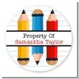 Pencils - Round Personalized School Sticker Labels thumbnail