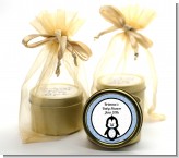 Penguin Blue - Baby Shower Gold Tin Candle Favors
