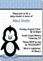 Penguin Blue - Baby Shower Invitations
