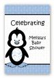 Penguin Blue - Custom Large Rectangle Baby Shower Sticker/Labels thumbnail