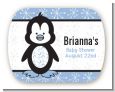 Penguin Blue - Personalized Baby Shower Rounded Corner Stickers thumbnail