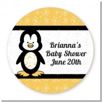 Penguin - Round Personalized Baby Shower Sticker Labels