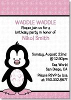 Penguin Pink - Birthday Party Invitations