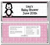 Penguin Pink - Personalized Baby Shower Candy Bar Wrappers