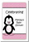 Penguin Pink - Custom Large Rectangle Baby Shower Sticker/Labels