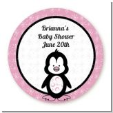 Penguin Pink - Round Personalized Baby Shower Sticker Labels Penguin Pink - Round Personalized Baby Shower Sticker Labels