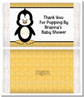 Penguin - Personalized Popcorn Wrapper Baby Shower Favors