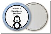 Penguin Blue - Personalized Baby Shower Pocket Mirror Favors