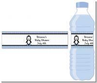 Penguin Blue - Personalized Baby Shower Water Bottle Labels