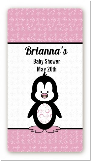 Penguin Pink - Custom Rectangle Baby Shower Sticker/Labels