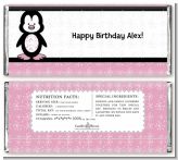 Penguin Pink - Personalized Birthday Party Candy Bar Wrappers