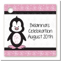 Penguin Pink - Personalized Birthday Party Card Stock Favor Tags