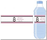 Penguin Pink - Personalized Baby Shower Water Bottle Labels
