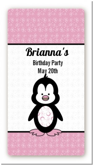 Penguin Pink - Custom Rectangle Birthday Party Sticker/Labels