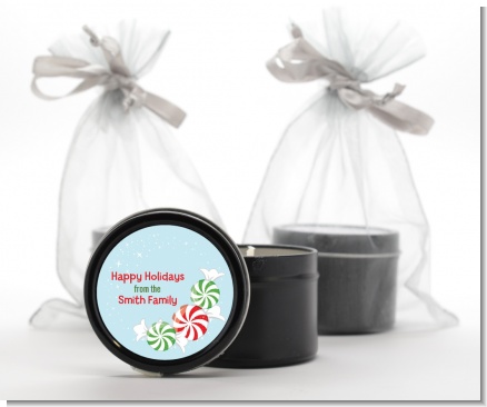 Peppermint Candy - Christmas Black Candle Tin Favors