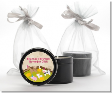 Petting Zoo - Birthday Party Black Candle Tin Favors