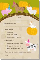 Petting Zoo - Birthday Party Fill In Thank You Cards