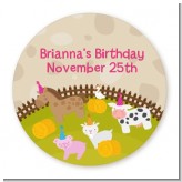 Petting Zoo - Round Personalized Birthday Party Sticker Labels