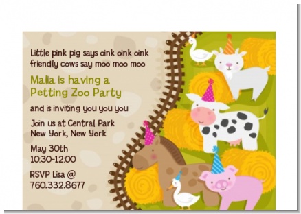 Petting Zoo - Birthday Party Petite Invitations