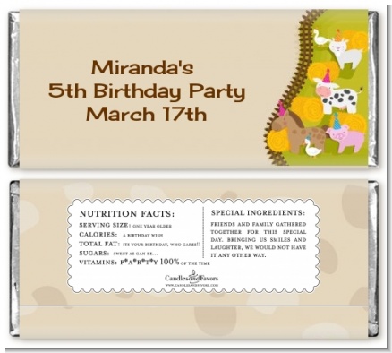 Petting Zoo - Personalized Birthday Party Candy Bar Wrappers