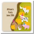 Petting Zoo - Square Personalized Birthday Party Sticker Labels thumbnail