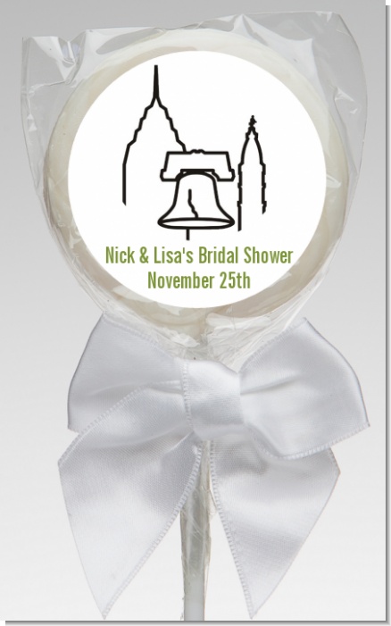 Philadelphia Skyline - Personalized Bridal Shower Lollipop Favors