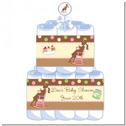 Pickles & Ice Cream - Personalized Baby Shower Diaper Cake 2 Tier