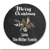 Pine Cones - Round Personalized Christmas Sticker Labels