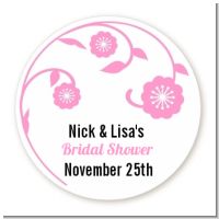 Pink Chrysanthemum - Round Personalized Sticker Labels