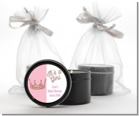Pink Glitter Baby Crown - Baby Shower Black Candle Tin Favors