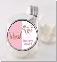 Pink Glitter Baby Crown - Personalized Baby Shower Candy Jar
