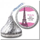 Pink Poodle in Paris - Hershey Kiss Birthday Party Sticker Labels