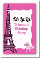 Pink Poodle in Paris - Custom Large Rectangle Baby Shower Sticker/Labels