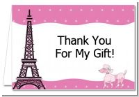 Pink Poodle in Paris - Baby Shower Thank You Cards