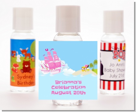 Pirate Ship Girl - Personalized Birthday Party Hand Sanitizers Favors
