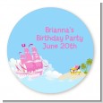 Pirate Ship Girl - Round Personalized Birthday Party Sticker Labels thumbnail
