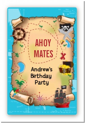 Pirate Treasure Map - Custom Large Rectangle Birthday Party Sticker/Labels