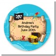 Pirate Treasure Map - Round Personalized Birthday Party Sticker Labels thumbnail